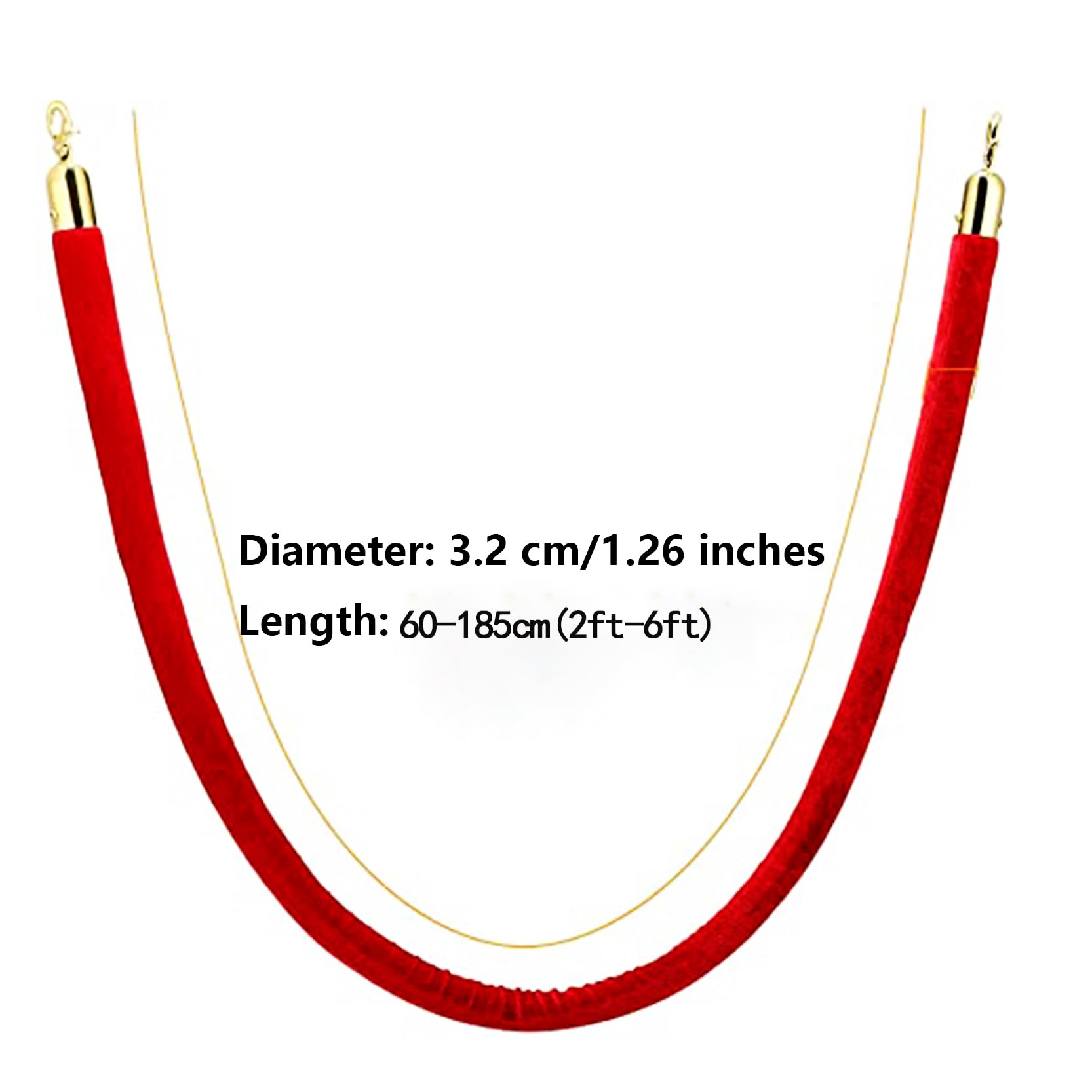 Cuerda de gancho pulida de 90 cm en forma de S para teatros, cines, hoteles y fiestas, juego de 6 unidades perfectas para grandes aperturas y reuniones