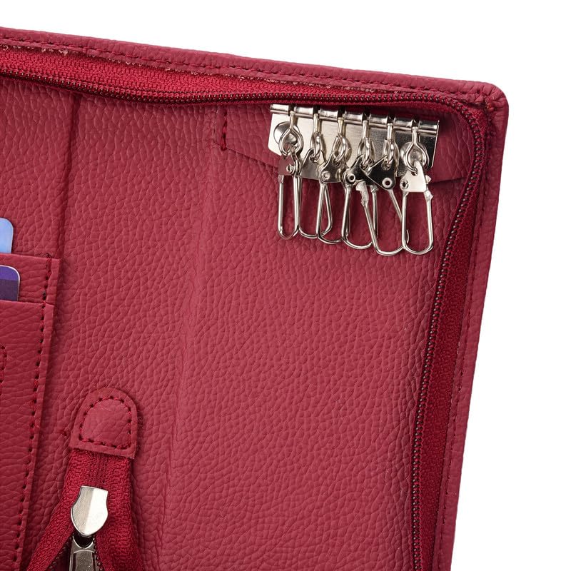 the case (Sarvika PU Leather Packi of 1 Key Case Pouch Wallet Keychain Key pouch holder Men & Women Key Pouch Holder, Bank Locker Key Pouch with 6 Hooks Zipper Closure-picture-49