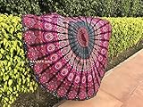size72 Zoll Raajsee Indien Strandtuch Rund Mandala Hippie Lila /Groß Indisch Rundes Baumwolle/ boho Runder Yoga Matte Tuch Meditation / Tischdecke Rund aufhänger Decke picknick handgefertigt Teppich 70 inch