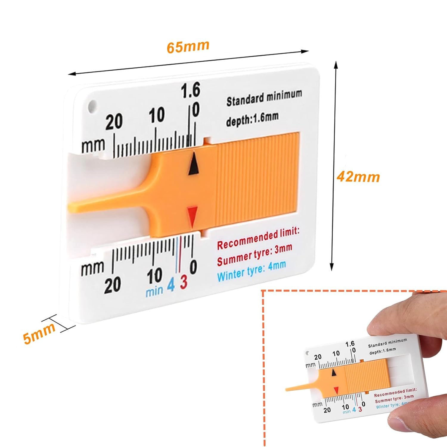 TAKONE Tread Depth Gauge for Tyres – 3 Pack 0-20mm Plastic Tyre Tread Depth Tool for Car, Motorcycle, SUV, Van & Truck (Giallo)