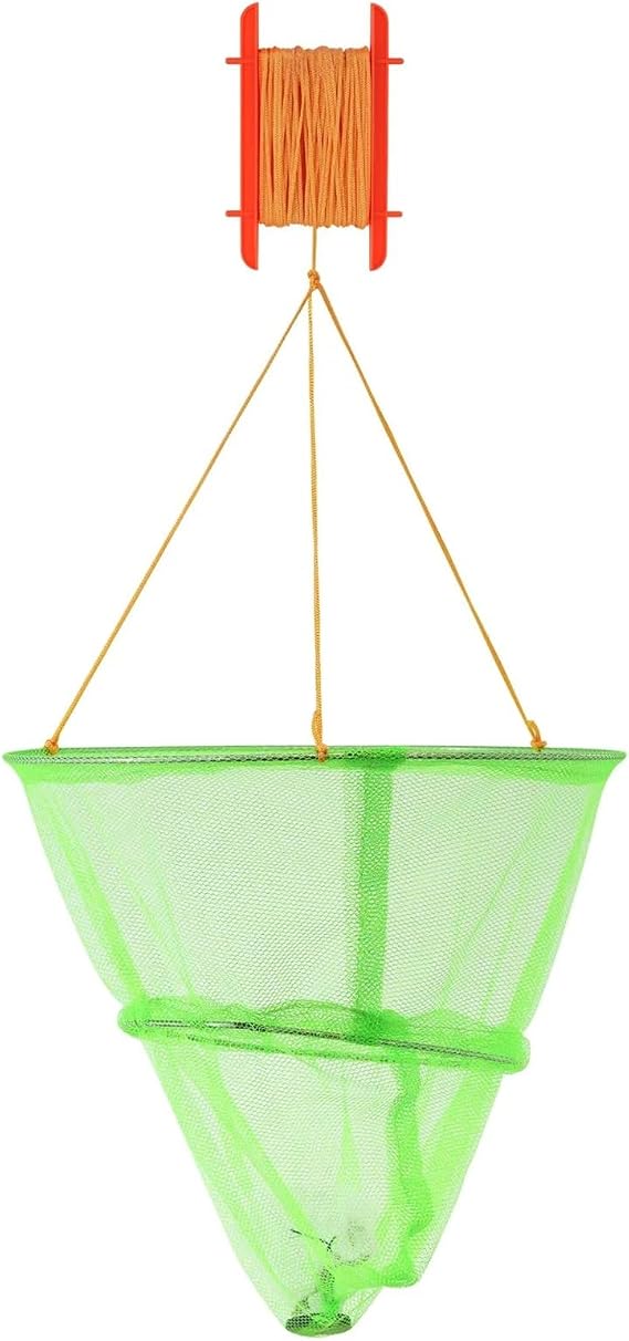 SDMAX Crab Dot Net, Lobster Dot Net With Bait Clip & Rope, Safe Crabbing, Foldable, Easy Storage, For Crab Hunters, Simple to Use, Mesh Trap, Assorted Colours