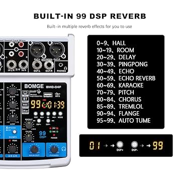 BOMGE BMG-04D アナログミキサー セット Amazon.com: BOMGE 04D portable bluetooth 4 Channel DJ audio
