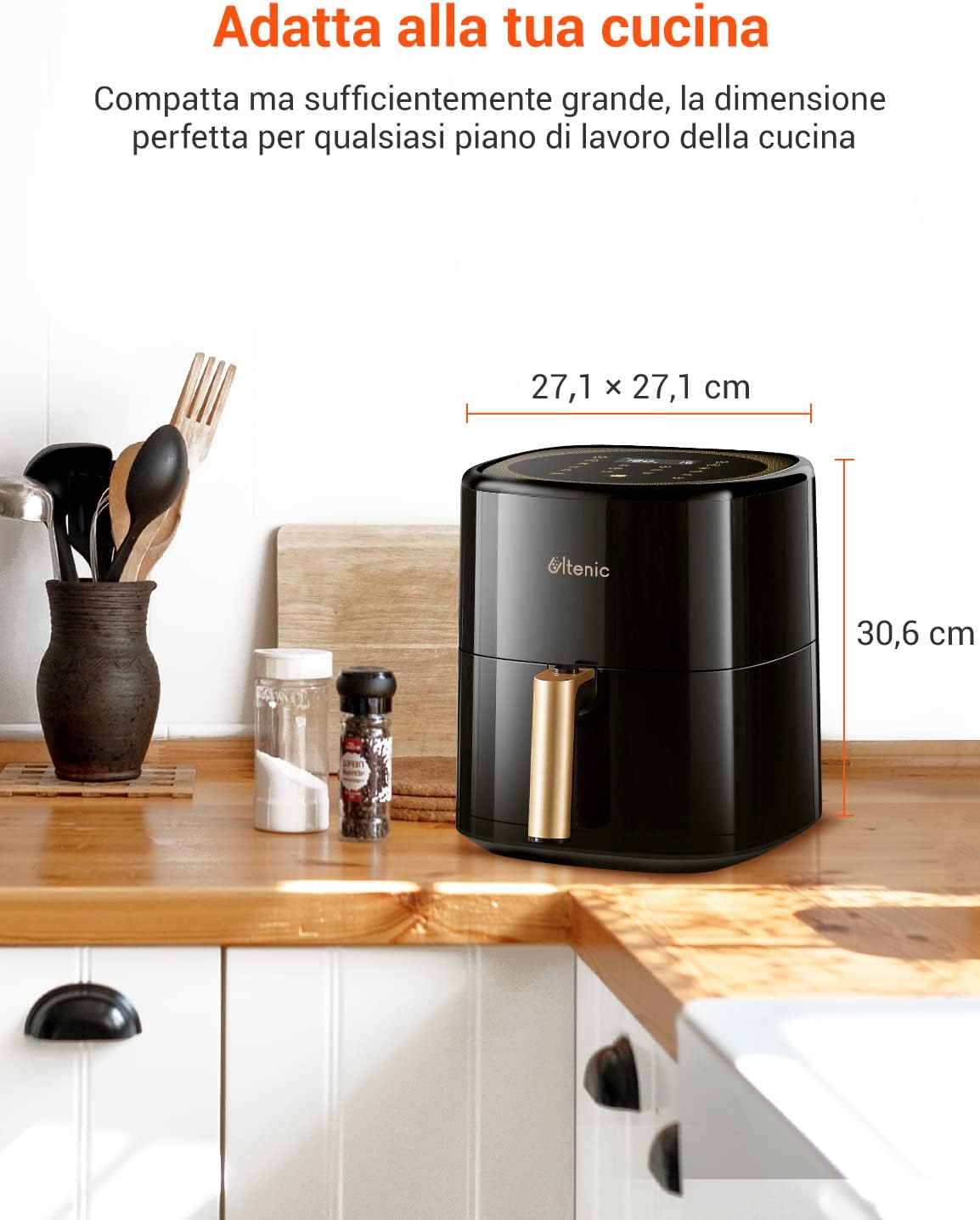Friggitrice ad Aria Calda K10, Ultenic Friggitrice Senza Olio, 5L Air Fryer, Ricette Italiane Online, Display LED Toccabile Timer/Preriscaldamento per Patatine Fritte/Pizza,1500W Friggitrice ad Aria Calda K10, Ultenic Friggitrice Senza Olio, 5L Air Fryer, Ricette Italiane Online, Display LED Toccabile Timer/Preriscaldamento per Patatine Fritte/Pizza,1500W