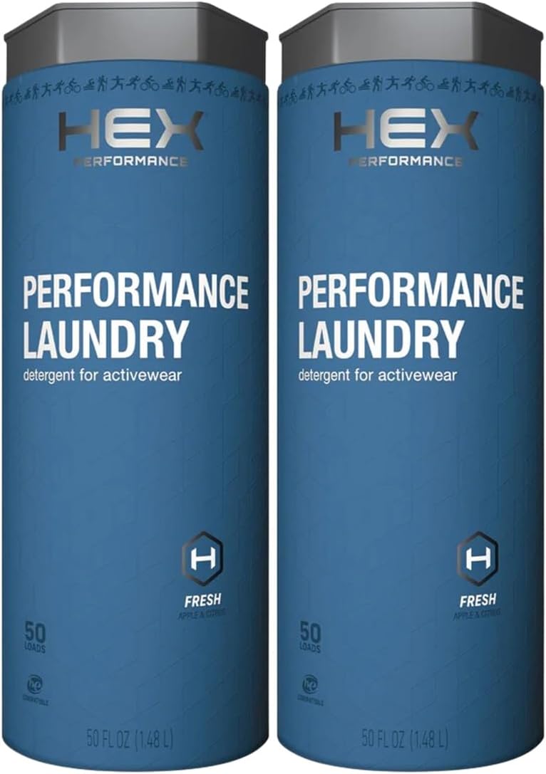 HEX Performance Laundry Detergent, Fresh & Clean, 100 Loads (Pack of 2) - Designed for Activewear, Eco-Friendly, Concentrated Formula