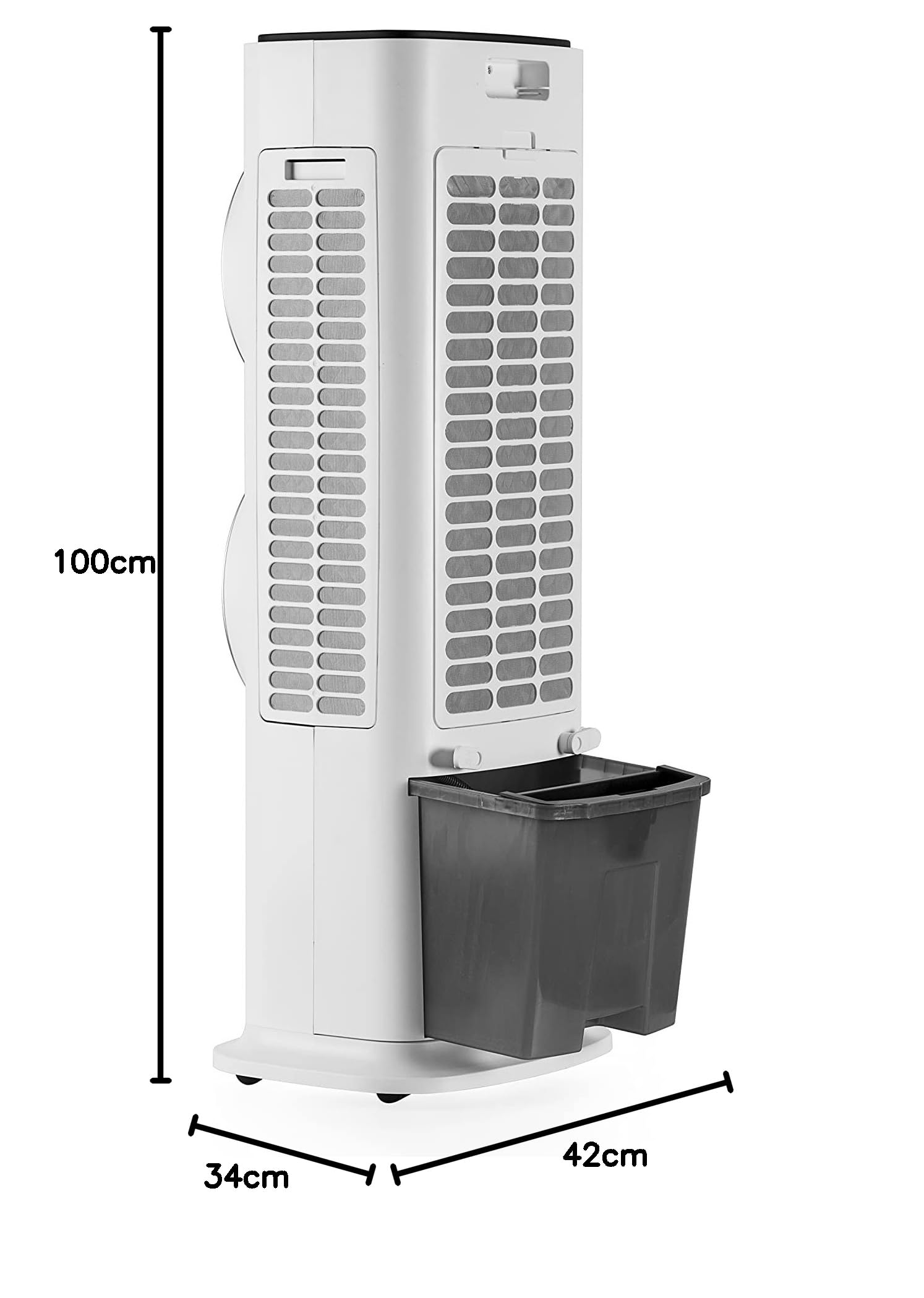 MACOM, Potentissimo raffrescatore evaporativo con Doppia Ventola, Bianco, Flusso d’Aria: 28,6 m3/Minuto, Enjoy & Relax 988 Power Double Wind