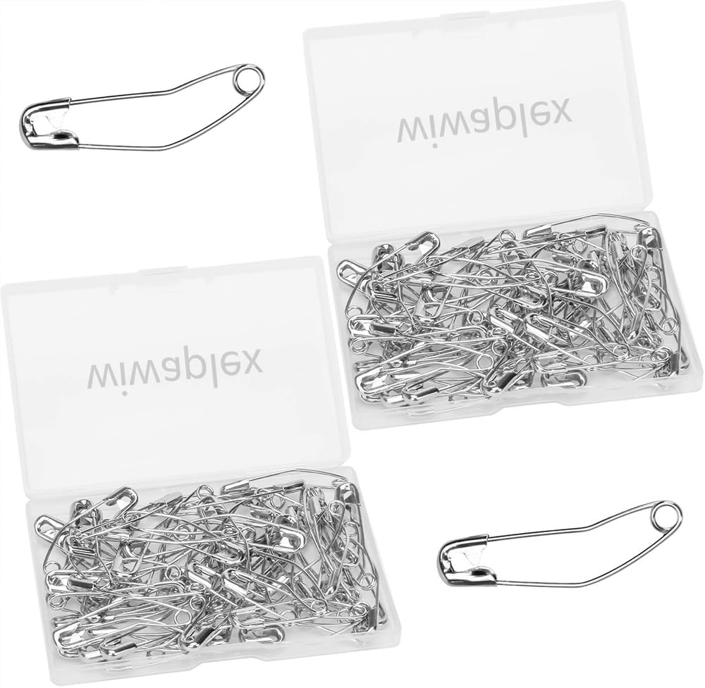 120 Pieces Curved Safety Pins Silver 38mm Quilting Basting