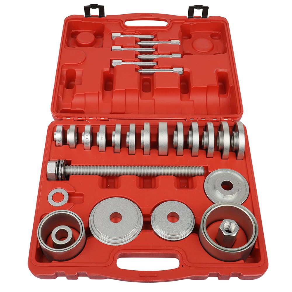 ACZCR 23pcs Front Wheel Bearing Removal Tool Kit Drive Bearing Adapters Puller Press Removal & Installation Automotive Mechanics Tool Kit with Storage Case