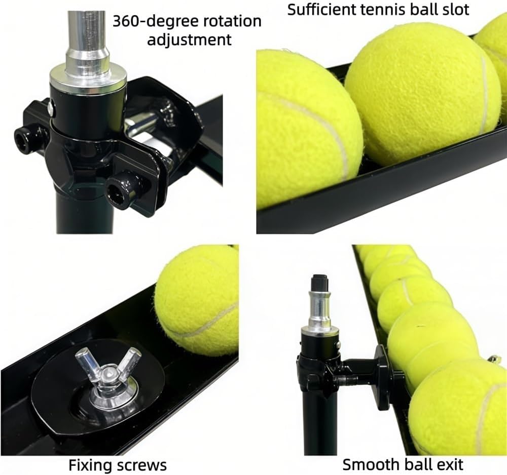 Adjustable Tennis Ball Dropping Machine, Multi-Ball Tennis Feeder with Rotating Head, Tennis Single Trainer for Home and Court Training