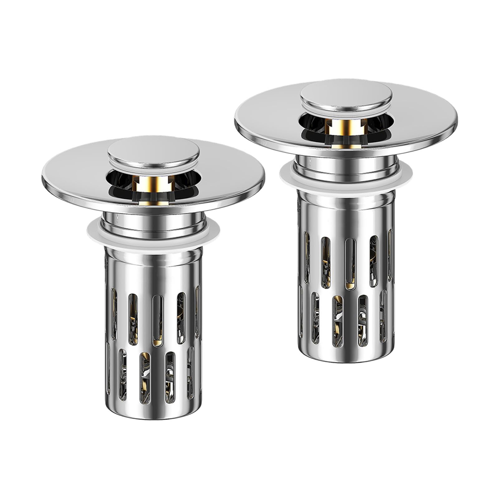 2lots Metal Drain Plug Includes Hair Easyly Push Button Operations for Vanity Sink Easyly Maintenance Use Durability Metal Stoppers