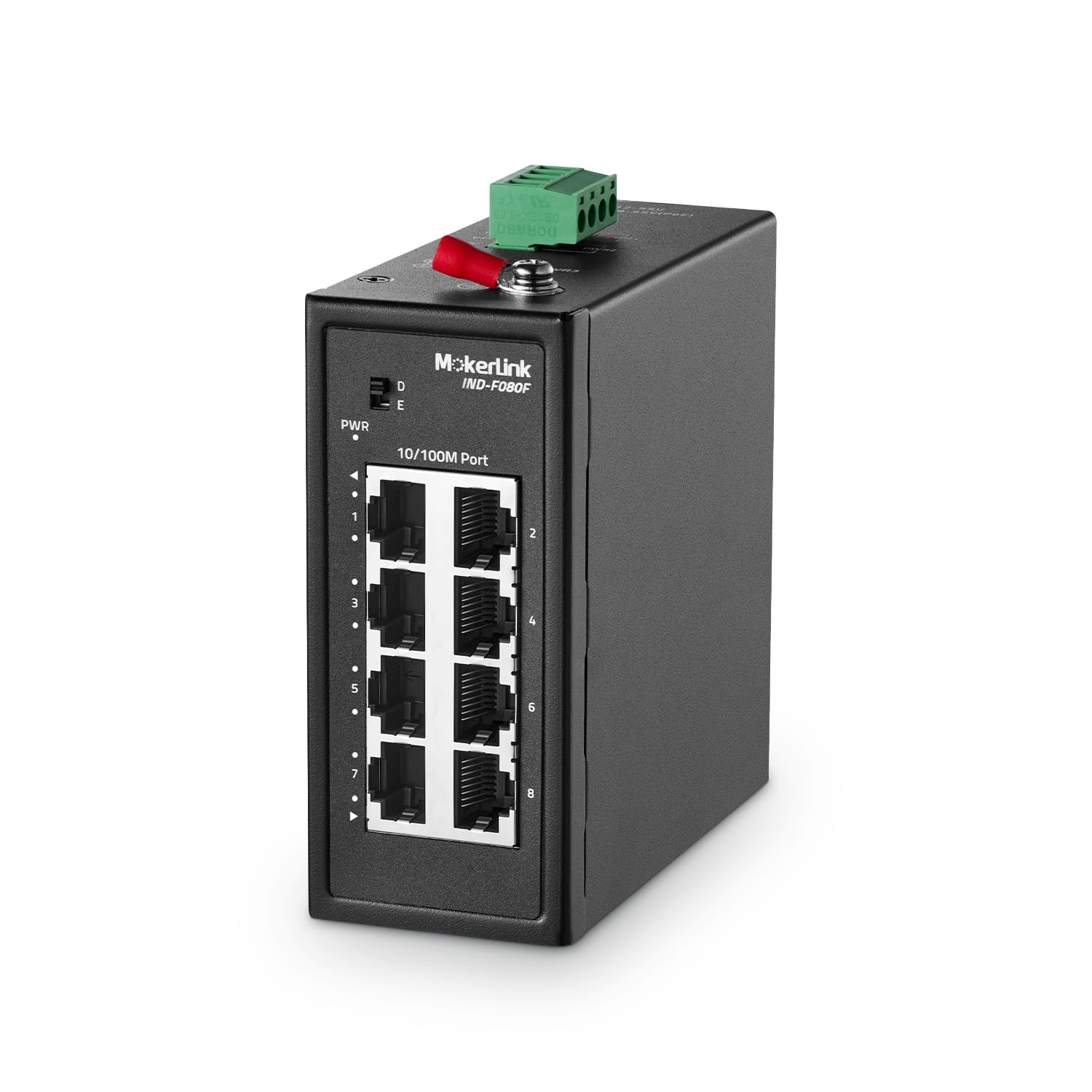 MokerLink Commutateur rail DIN industriel à 8 ports, 8 ports Ethernet 10/100 Mbit/s, portée 250 m, rail DIN en métal et support mural inclus