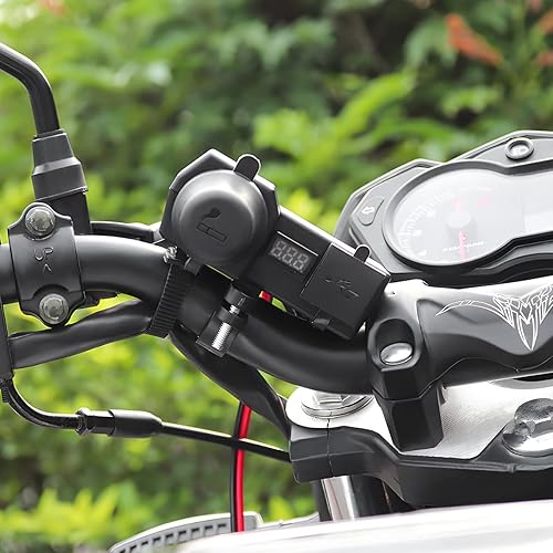 Miniatura 7 de Cargador USB para motocicleta cargador USB dual manillar de motocicleta impermeable y abrazadera de espejo retrovisor cargador adaptador de