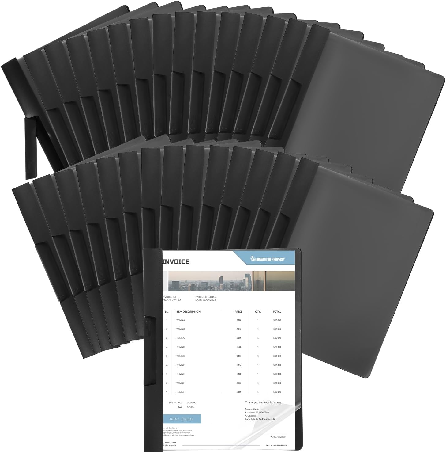 30 Pack Clear Report Covers with Clip Presentation Folders Transparent Front Cover Portfolio Folder Resume Folder Interview Report Folders for Letter Size (11.4 x 9 Inch)