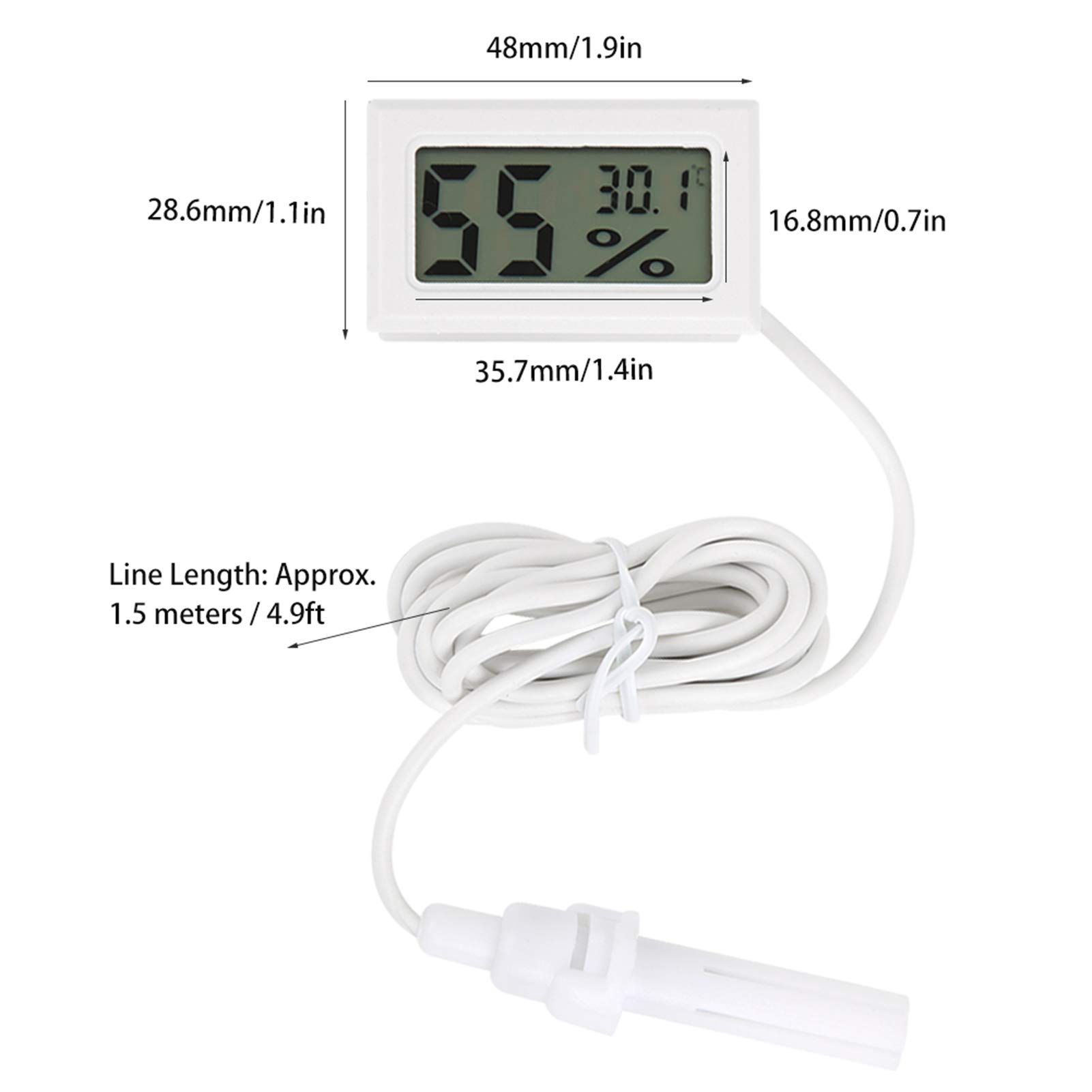 Mini Hygrometrometer Temperature for Home Reptiles Used (White)