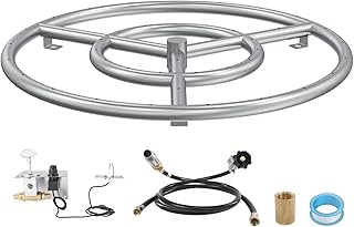 VEVOR 18 inch Round Drop-in Fire Pit Pan, Stainless Steel Fire Pit Burner Kit, Natural & Propane Gas Fire Pan with 150,000 BTU for Indoor or Outdoor Use