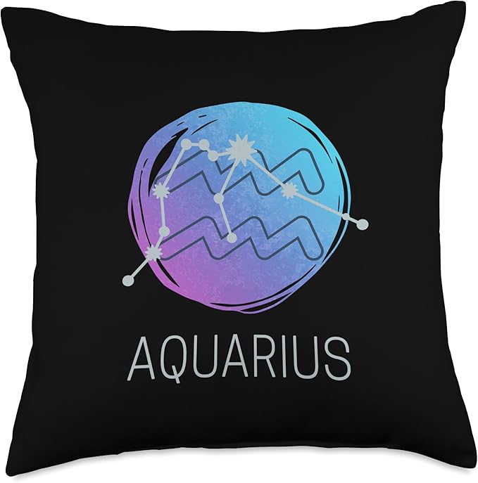 Aquarius Zodiac Star Sign Watercolor Horoscope Constellation Throw Pillow