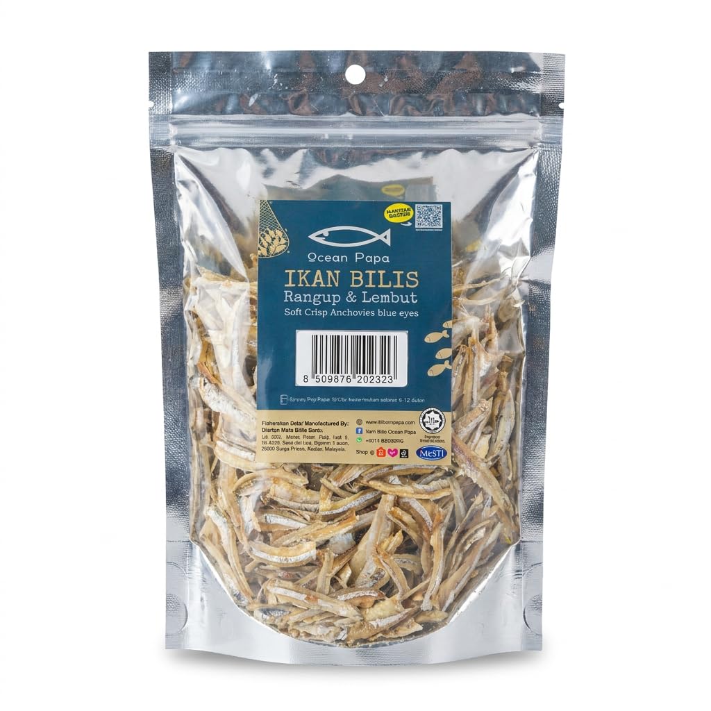 Ikan Bilis Anchois Séchés Croustillants & Tendres - Qualité Premium pour Cuisine Asiatique - 180g