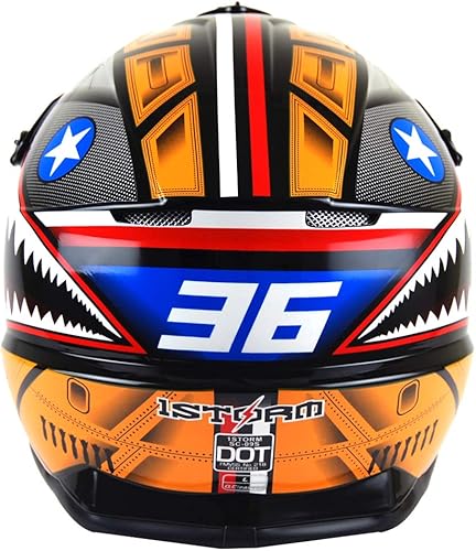 Miniatura 8 de 1Storm - Casco de motocross para adultos BMX MX ATV Dirt Bike Downhill Mountain Bike estilo Monster Shark Racing HKY_SC09S