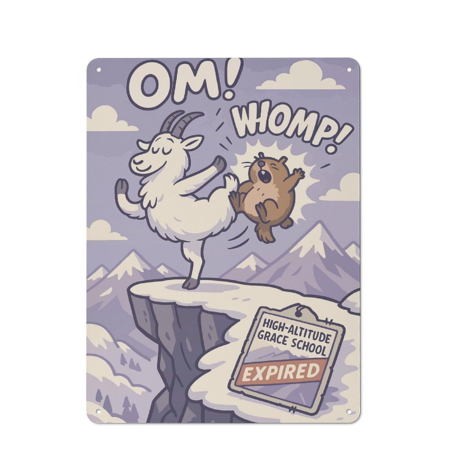 Junmoney Yoga Fail Mountain Goat Edition For Man Cave Or Games Room, Retro Metal Plaque 40X30cm, For Metal Sign Collectors, For Garage And Workshop Walls