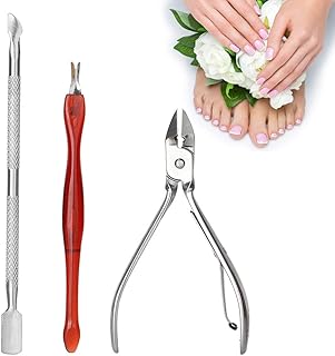 3Pcs Stainless Steel Manicure Dead Skin Pusher Remover Clipper Nipper, Cuticle Trimmer with Pusher Fork, Cuticle Tool, Manicure and Pedicure Tools for Cuticle Pushing and Trimming and Nail Cleaning