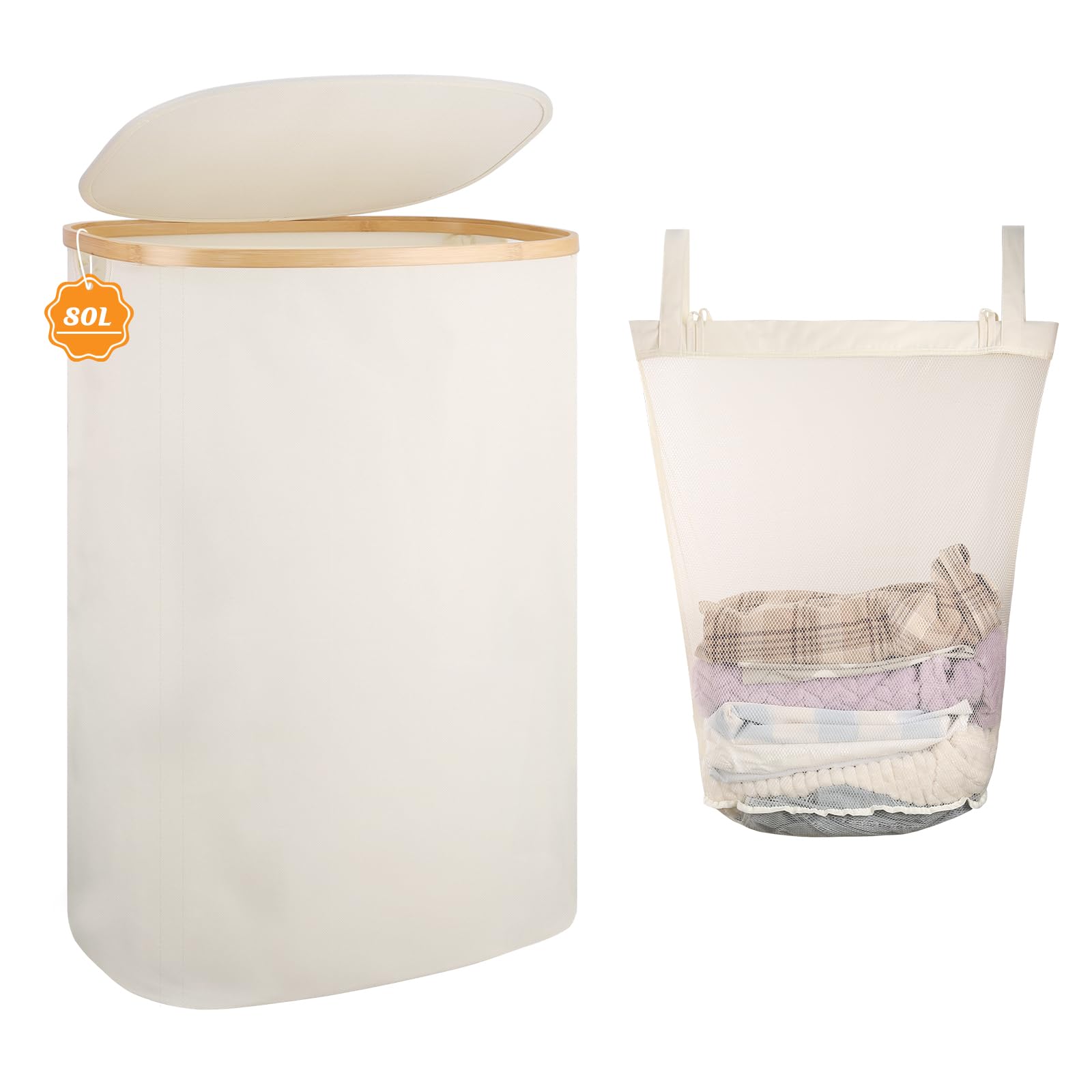 Laundry Basket with Lid, 80L Washing Basket for Laundry โ image 1
