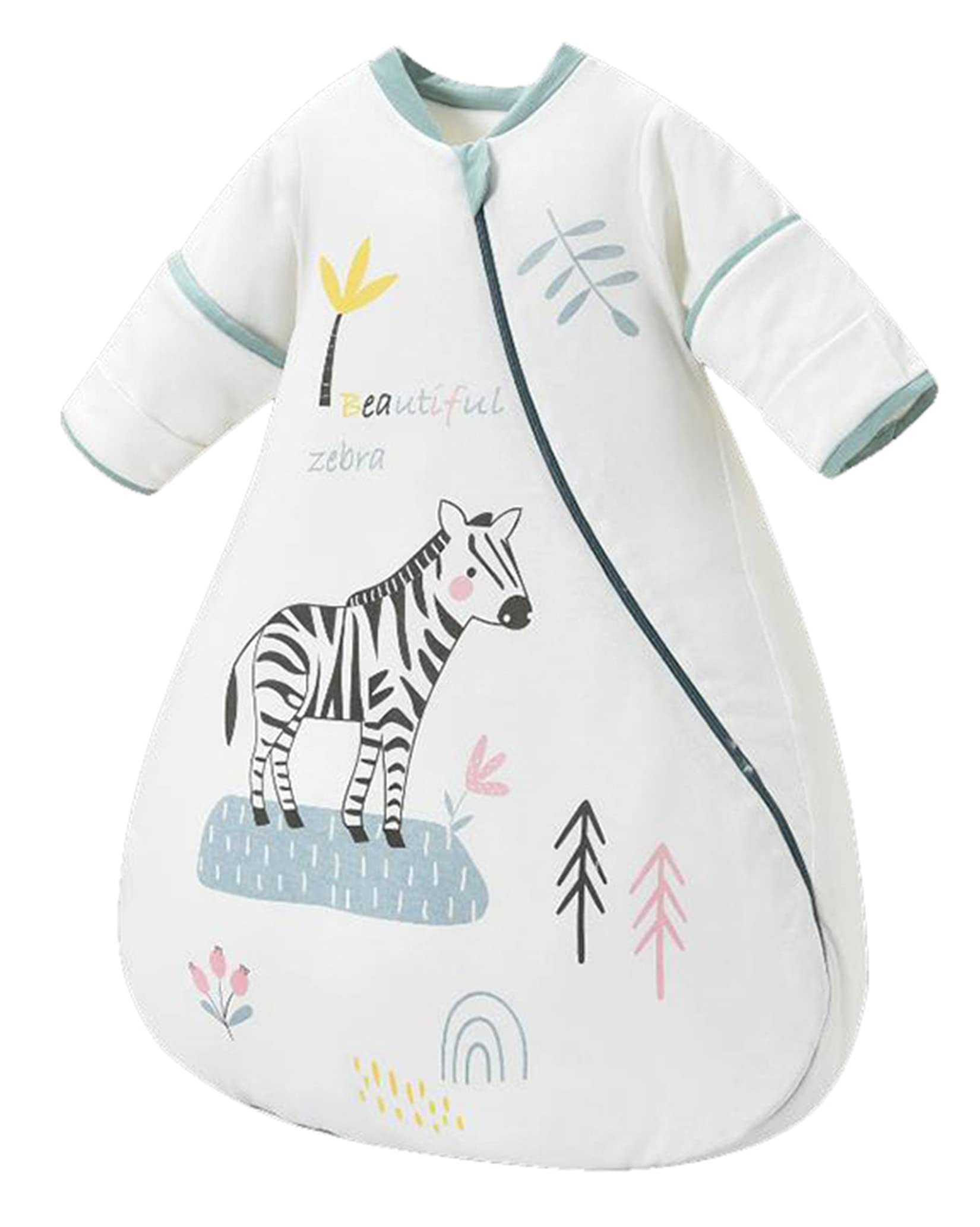 Chilsuessy Baby Sleeping Bag 3.5 Tog Winter with Detachable Long Sleeves for Toddler Sleeping Bag Kids Sleeping Sack for Infant Toddler, Zebra, 70cm/6-18 Months