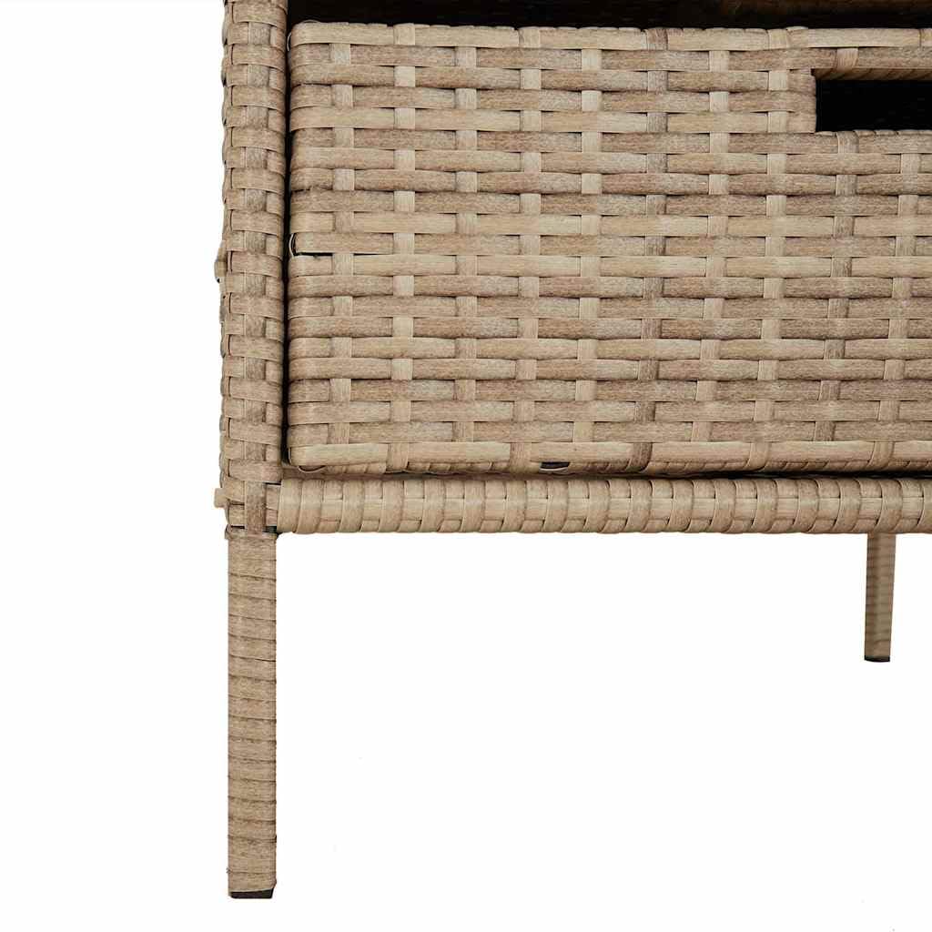 vidaXL Armoire de Rangement de Jardin, Résine Tressée Beige avec Tiroirs