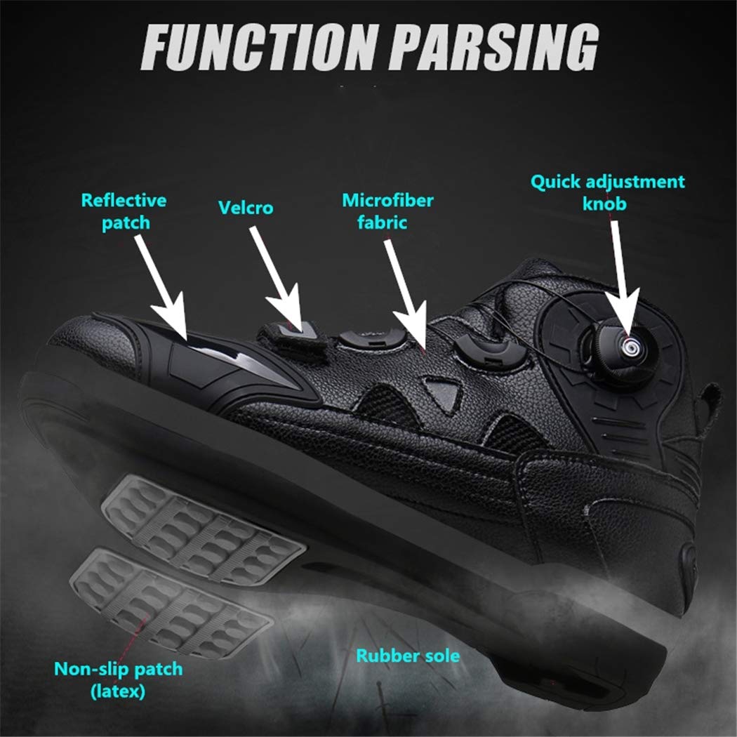 MRDEAR Motorrad Schuhe Herren Schwarz, Motorradschuhe Sneaker Leichte Atmungsaktives Kurze Ankle Boot Sportschuhe Motocross Stiefel Turnschuhe Gepanzert mit Gangverstellung