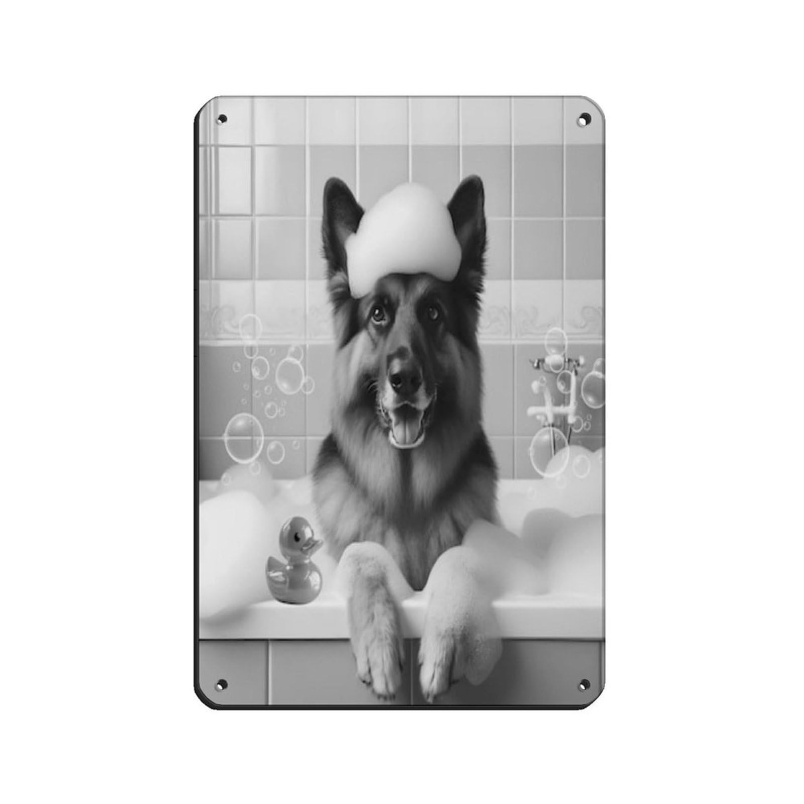 German Shepherd,Bathroom Art Poster Retro Poster Metal Tin Sign Chic Art Retro Iron Painting Bar People Cave Cafe Family Garage Poster Wall Decoration 8x12inch(20x30cm)