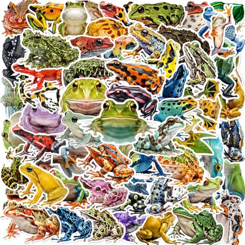120PCS Realistic Frog Stickers Frog Party Favors Birthday Party Decorations Vinyl Waterproof Stickers for Water Bottle Laptop Luggage Helmet Gifts for Teens Boys Girls Adult