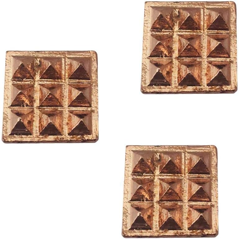 Divya Mantra Set of 3 Pure Copper Plates with 9 Wish Pyramids Yantra Wall/Door Sticker, Vastu Dosh Nivaran, Good Luck, Money, Vaastu Shastra Remedy, Protection- Home, Office Decor Item - Brown