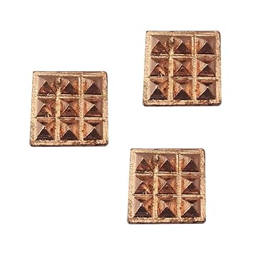 Divya Mantra Set of 3 Pure Copper Plates with 9 Wish Pyramids Yantra Wall/Door Sticker, Vastu Dosh Nivaran, Good Luck, Money, Vaastu Shastra Remedy, Protection Amulet- Home, Office Decor Item - Brown