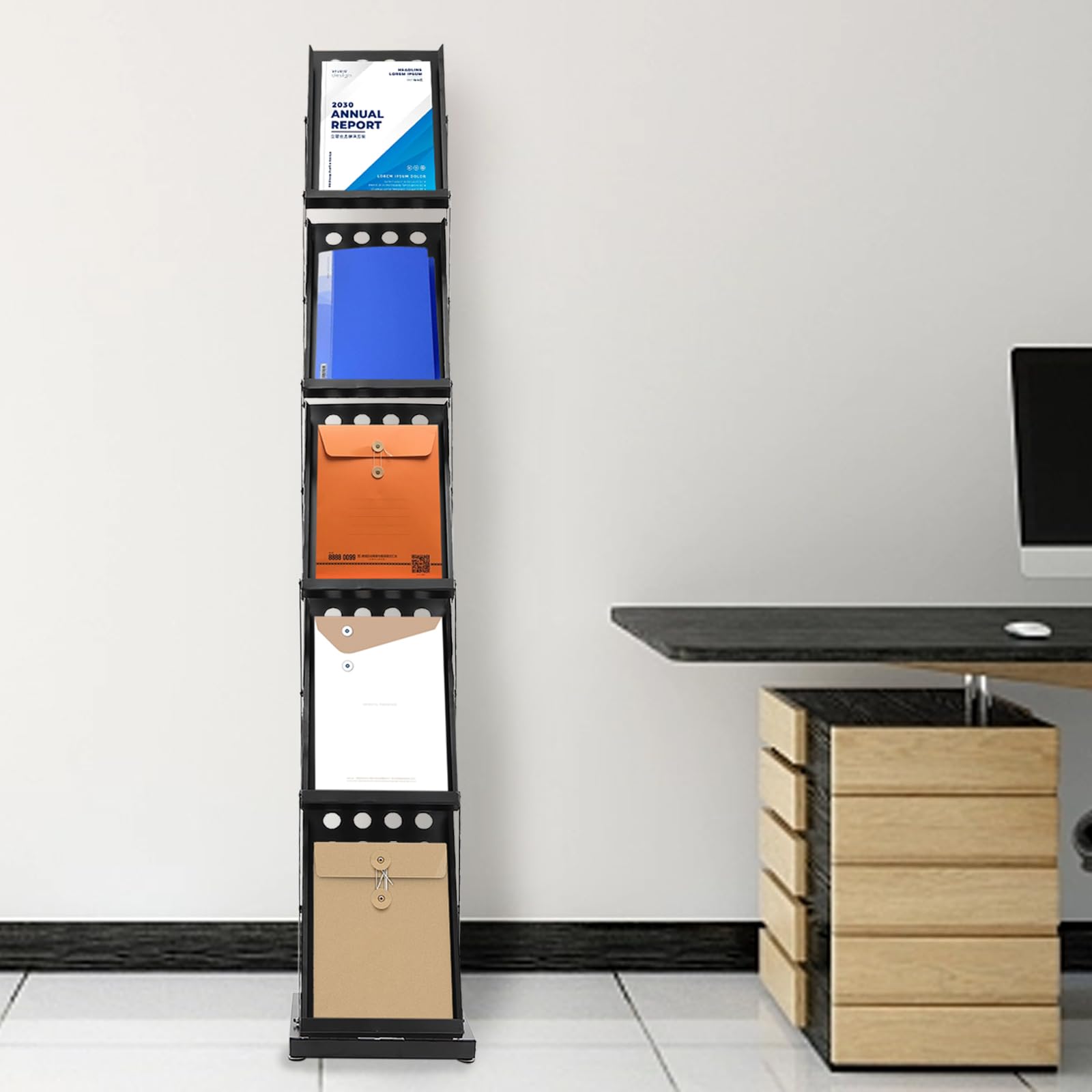 Présentoir à Brochures Pliable 5 étages Porte Revues Support Pour Littérature Bureau