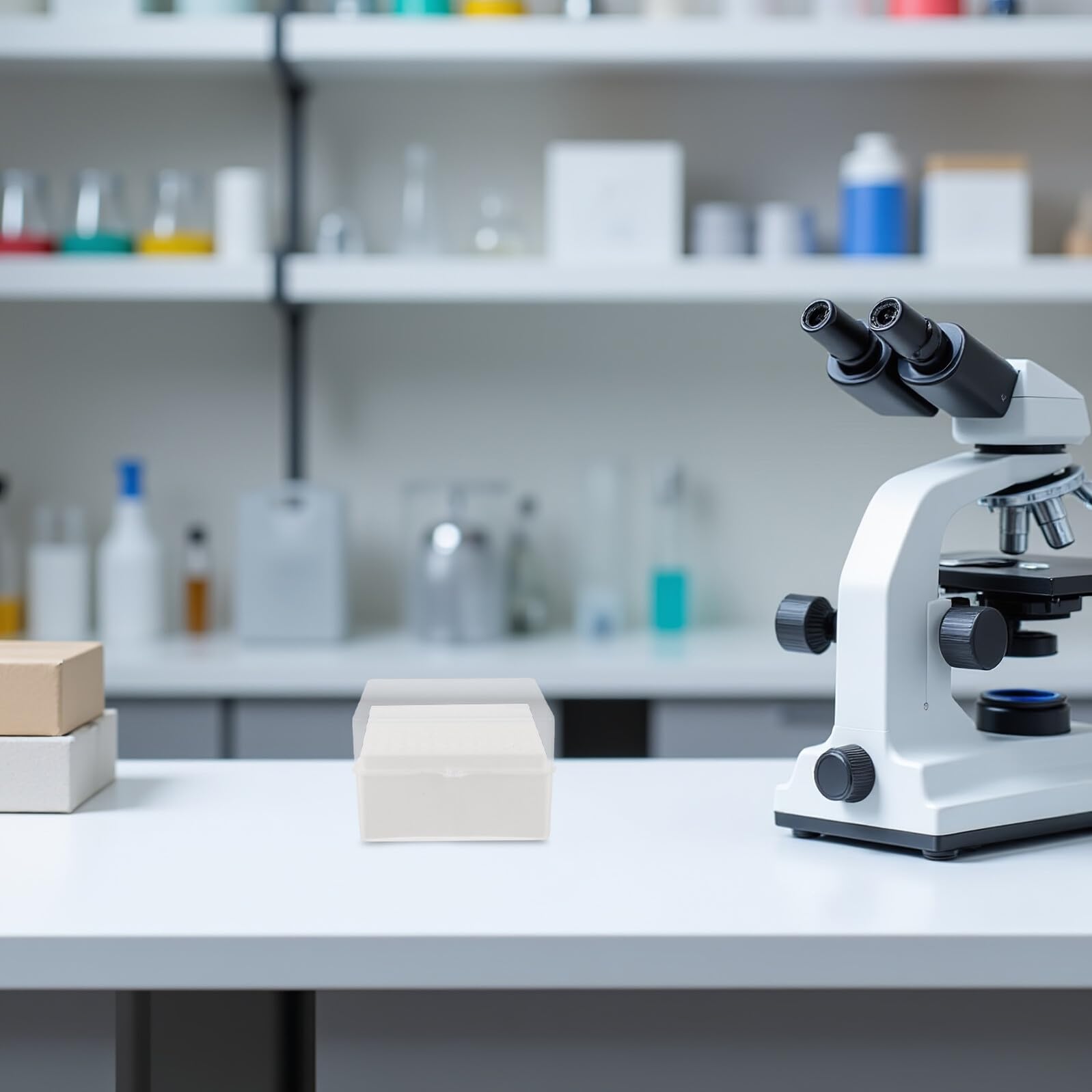 Organizer per Punte di Pipetta in Plastica Bianca, Scatola Compatta per Stoccaggio Efficiente di 5 Pezzi, per Laboratori di Ricerca ed Educativi