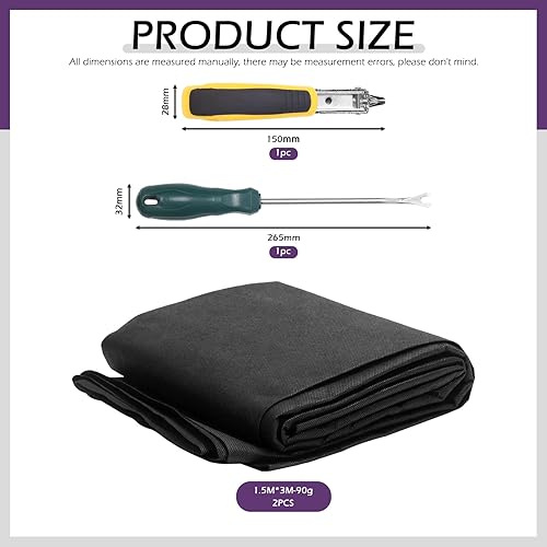 Miniatura 2 de Swpeet 5 piezas de tapicería de tela negra de 60 pulgadas x 3 yardas, repuesto de tela y levantador de tachuelas, extractor de uñas con kit de