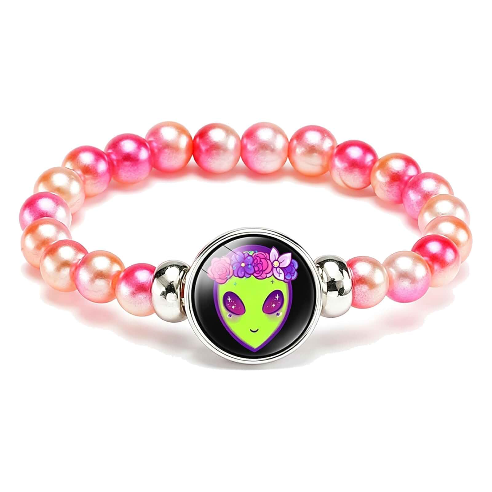 coadipress Alien Bracelet Space Glass Charm Beaded Stretch | Y2K Aesthetic, Outer Space Themed, Women's Jew...