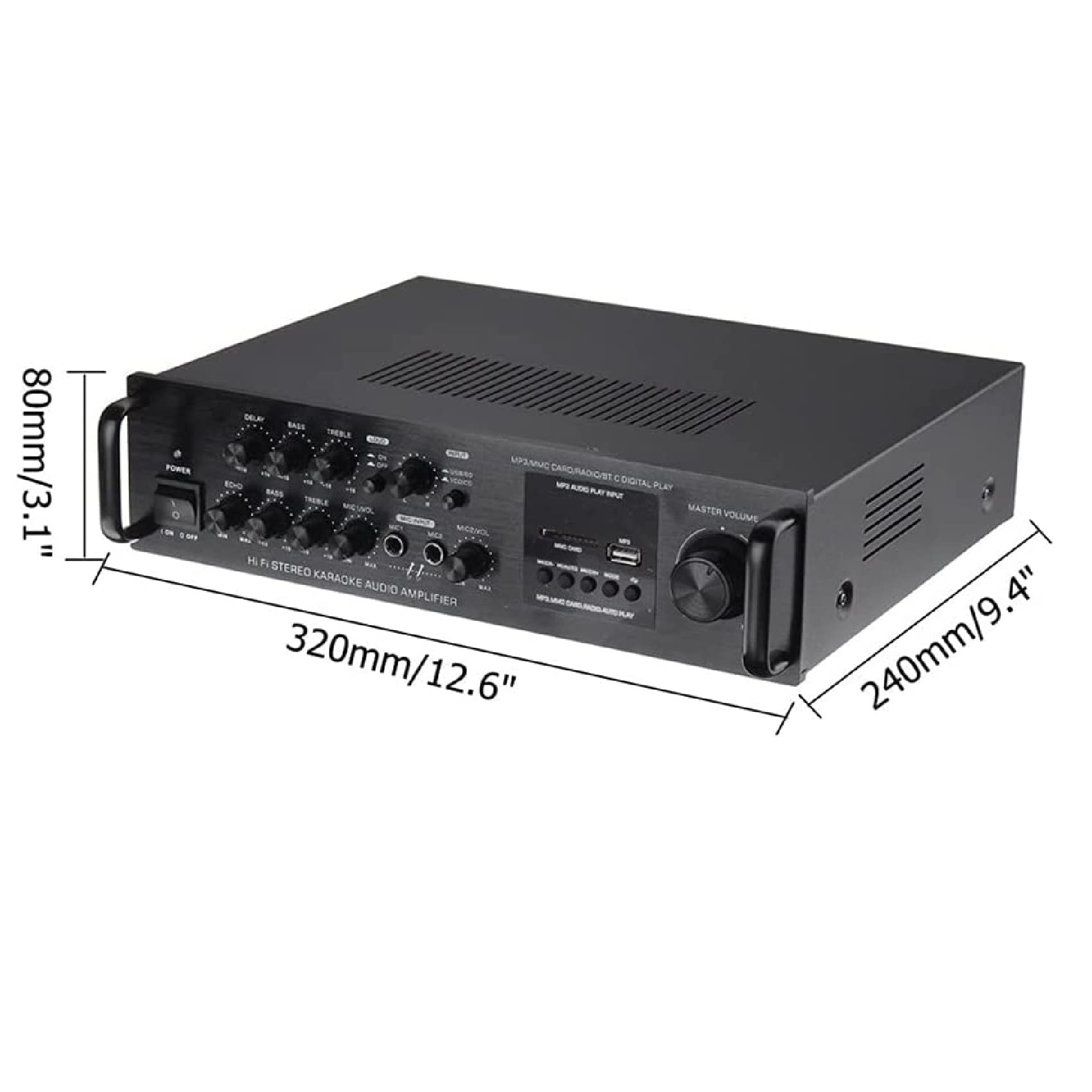 Amplificatore Domestico a 5 canali, Sistema Audio Surround HiFi con Bluetooth, Sistema Home Cinema con Display LCD e Telecomando, per Barca, teatro, Altoparlanti per Auto