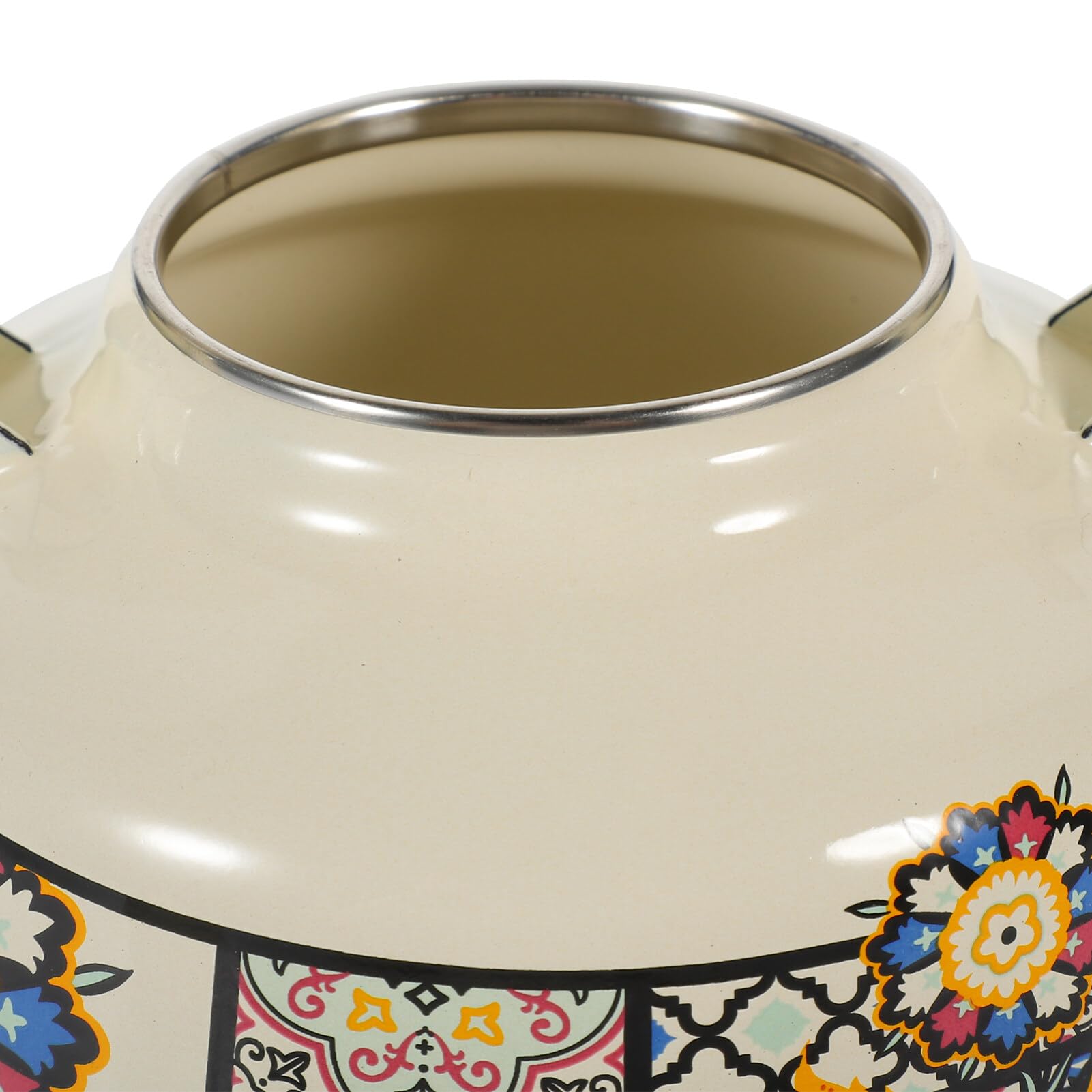 Kichvoe Bouilloire Vintage En ÉMail 1.1L Pour CuisinièRe Bouilloire Chauffante RéTro Avec PoignéE Conception Facile À Nettoyer Pour Thé En Vrac