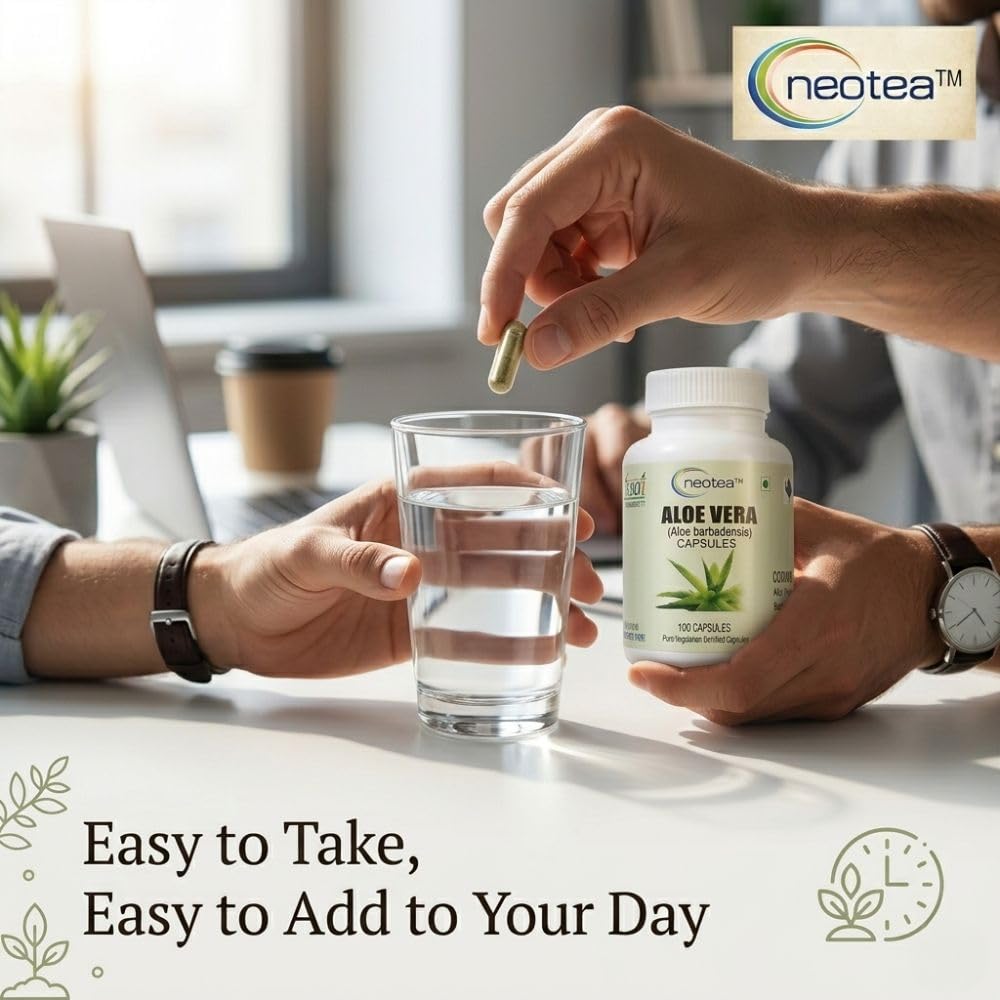 Neotea Aloe Vera 500mg 100 Veg Capsules | Pure Herbal Aloe Barbadensis Extract | Supports Wellness & Skin Care | No Preservatives — Amazon image 7