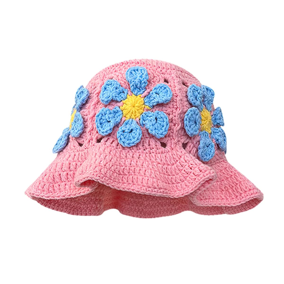 Kapelusze typu bucket szydełkowa czapka kolorowa czapka damska jesień i zima urocza ręcznie robiona pluszowa czapka dzianinowa rybak