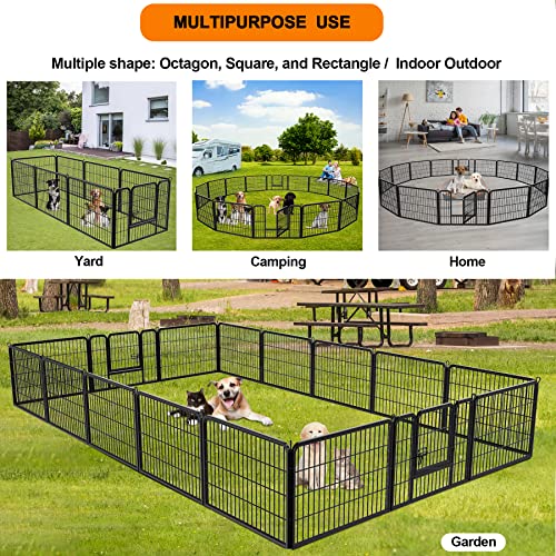 Dog Playpen Dog Fence Outdoor For Large/Medium/Small Dogs 8/16/24/32 Panels Indoor Dog Pen 24"/32"/40"/50" Height Metal Dog Exercise Pen Portable Puppy Playpen Pen #TOP3
