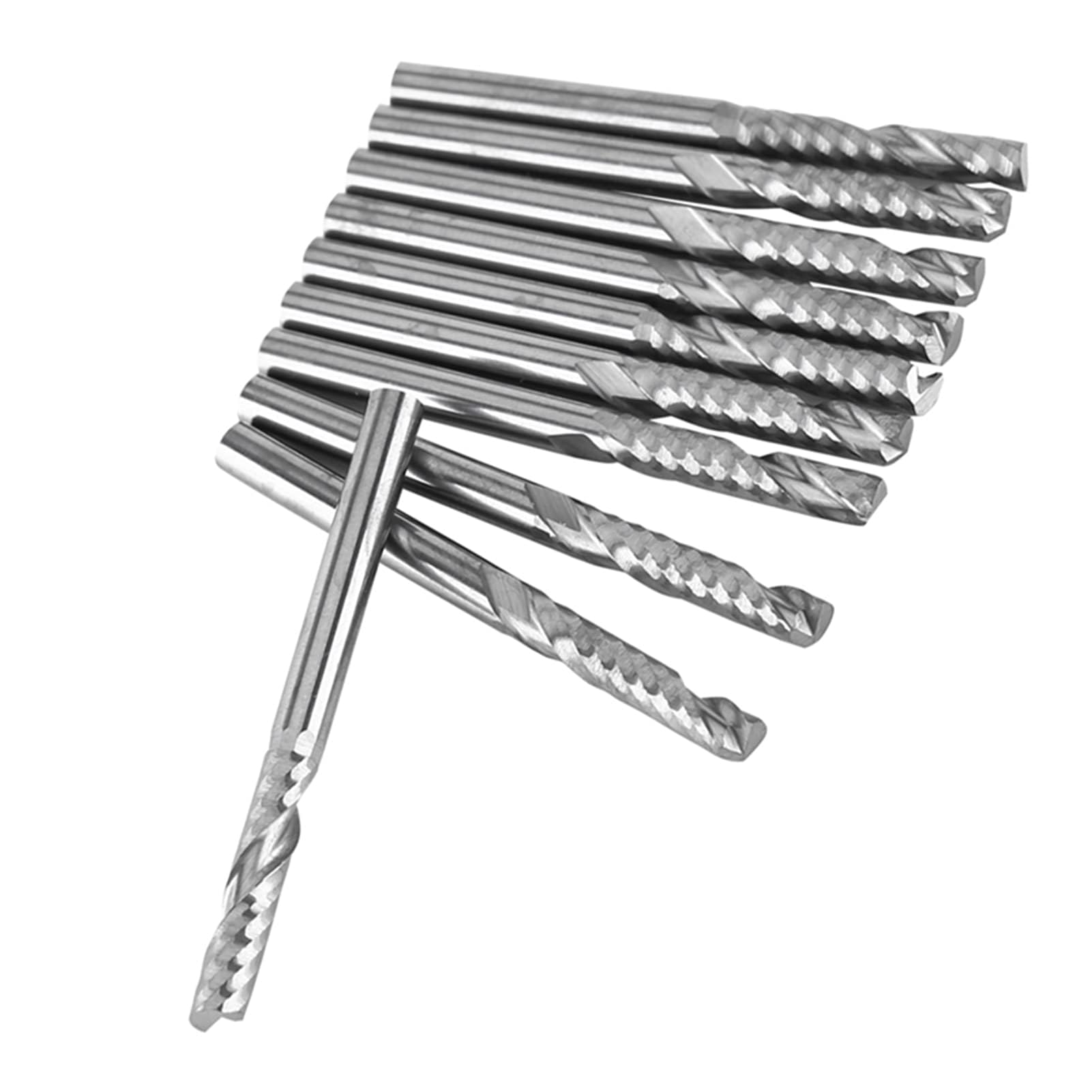 10 Pièces Carbure de Tungstène Unique 3.175mm Fraise en Bout 3mm Fraise en Bout Fraise Flûte Fraise en Bout Spirale CNC Routeur Gravure Outil de Sculpture