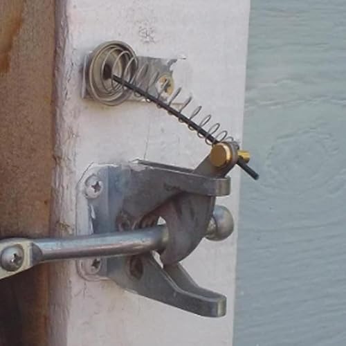 Miniatura 6 de Kit de tiradores de cable de pestillo de puerta, cierre de puerta ajustable con resorte negro, abridor de puerta para vallas de madera de metal para