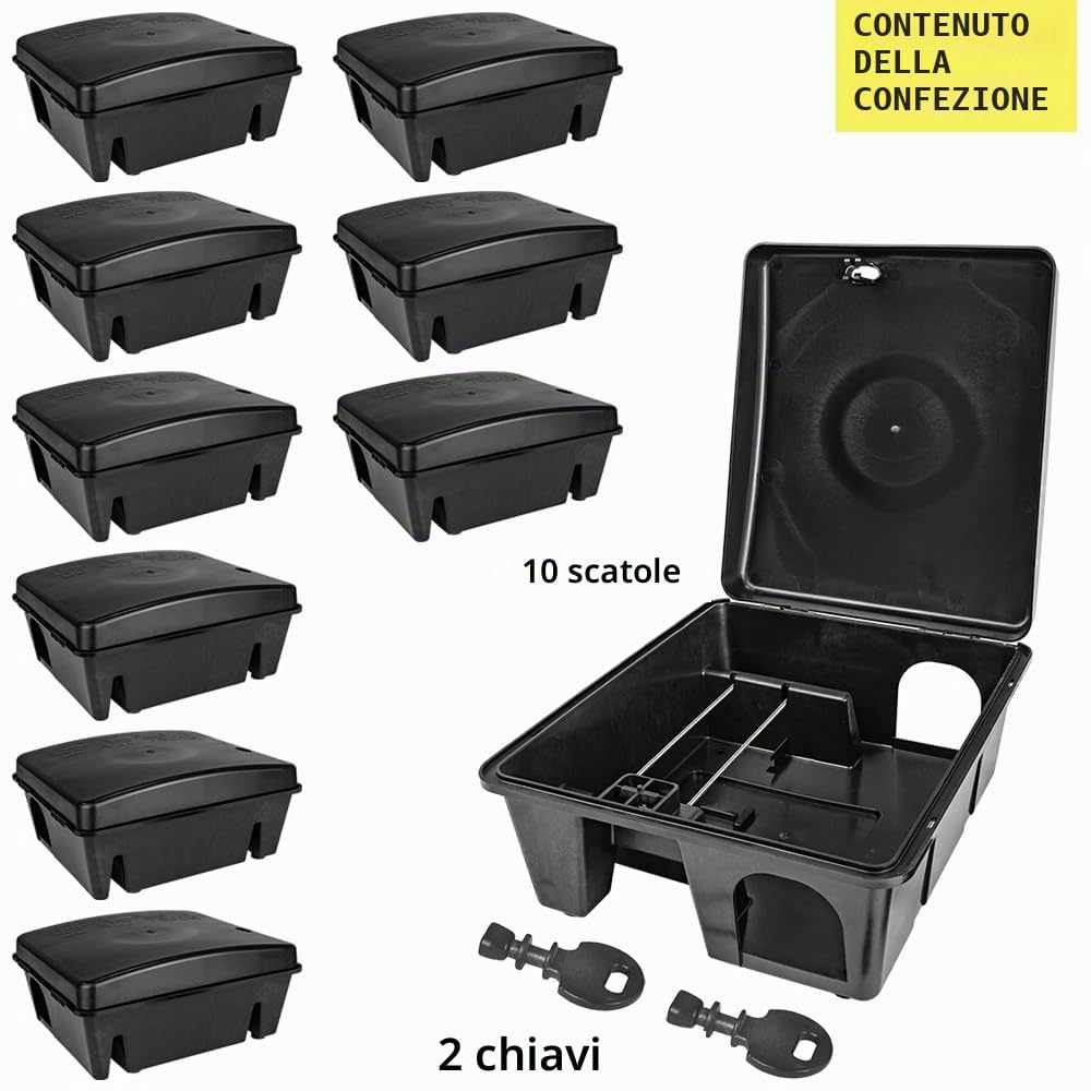 10x Scatola per esche Trappola per topi Bait Station Rat Sicuro per i Bambini Animaletti Interno Esterno Petigi