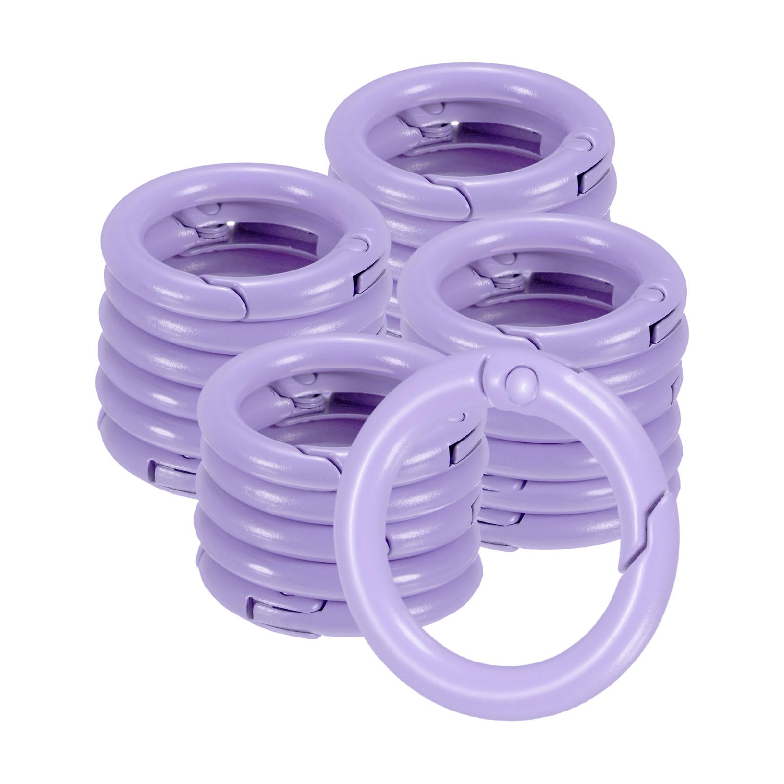 Photo 1 of M METERXITY 24-Pack Metal Spring O Rings, 5/8" Zinc Alloy Spring Keyring Buckle for Keychains/Bag/Purse/DIY Crafts, Round Handbag Snap Clip Trigger Buckle Chain Rings [Light Purple]