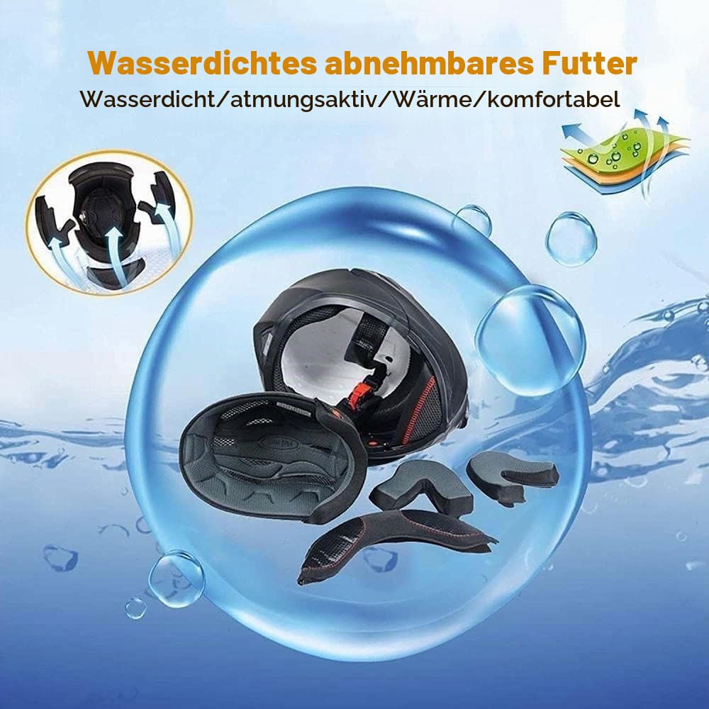 Motorradhelm mit DOT/ECE-Zugelassener Helm Motorrad Klapphelm Integrierter Motorradhelm mit Anti-Fog-Doppelvisier Vollgesichts Motorrad Rennhelm für Erwachsene Männer und Frauen