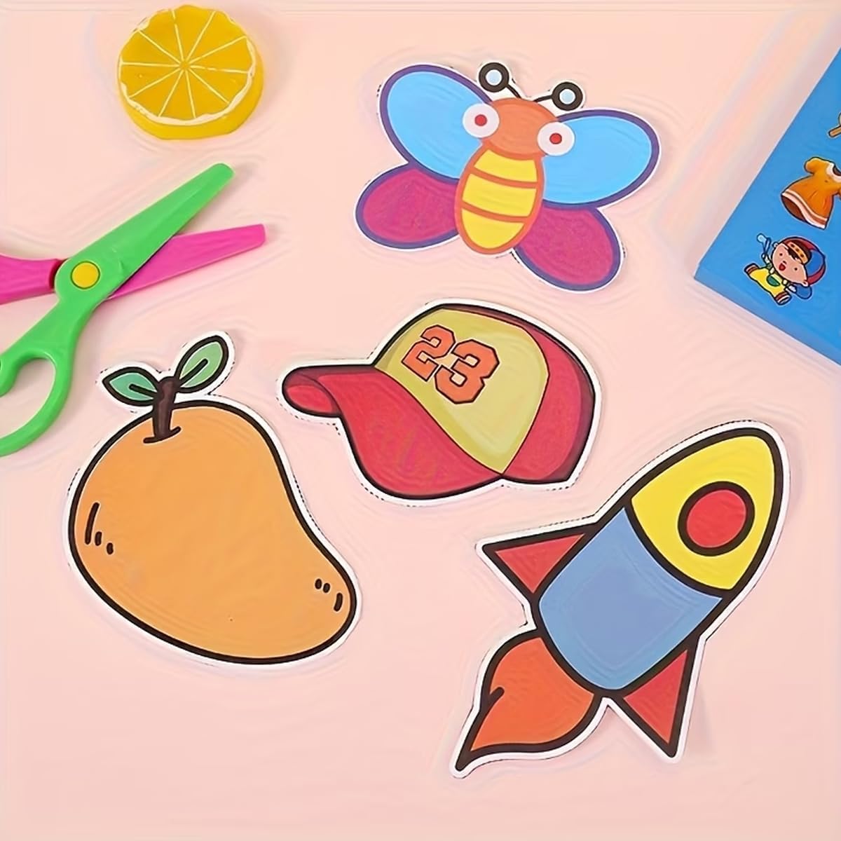 Kids Safe Paper Cutting Craft Kit with Child-Friendly,Art Activity Book for Coloring & Paper Art, Boosts Creativity Concentration & Fine Motor Skills for Early Learning Development