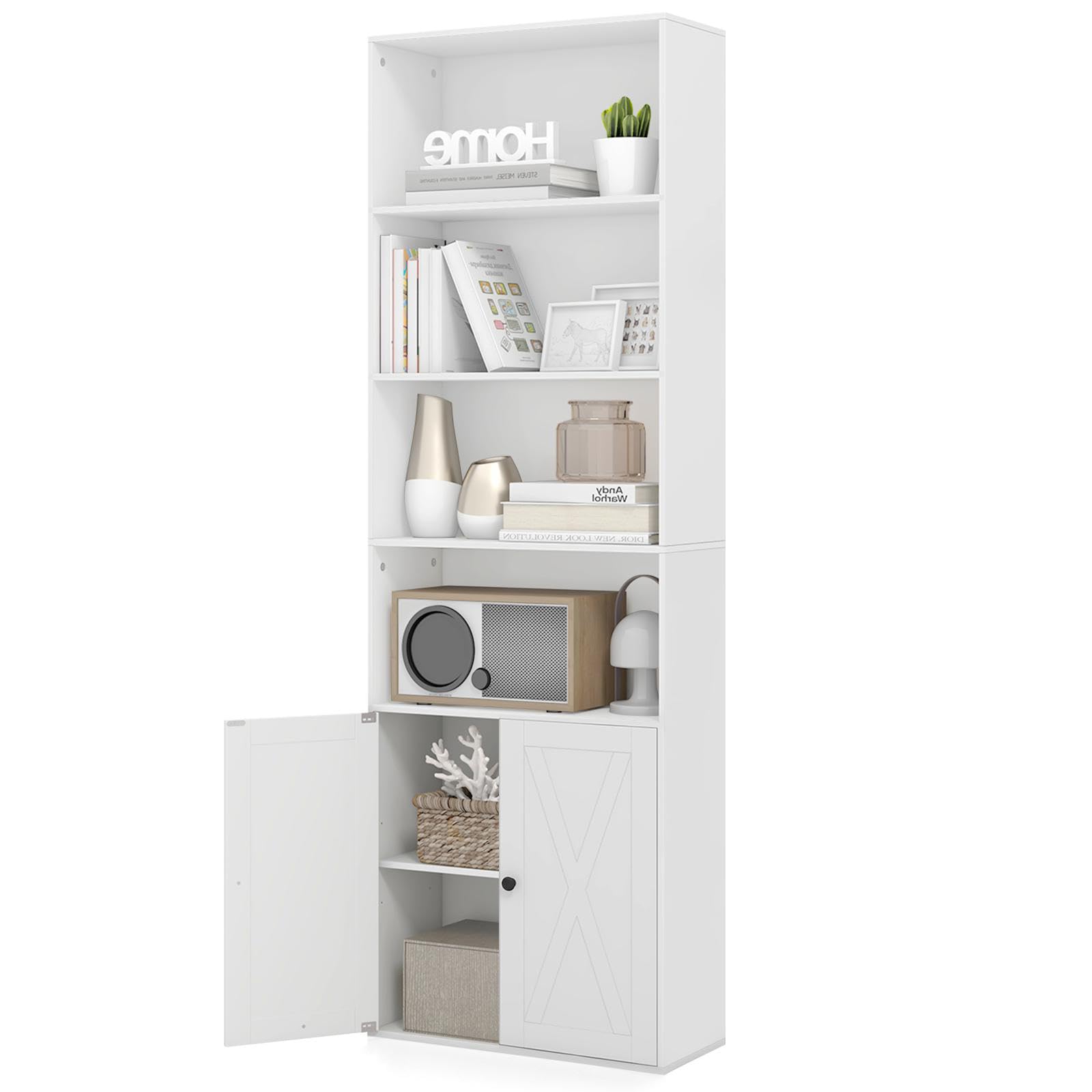 KOMFOTTEU Librería de Madera con 4 Estantes Abiertos, 60 x 24 x 180 cm
