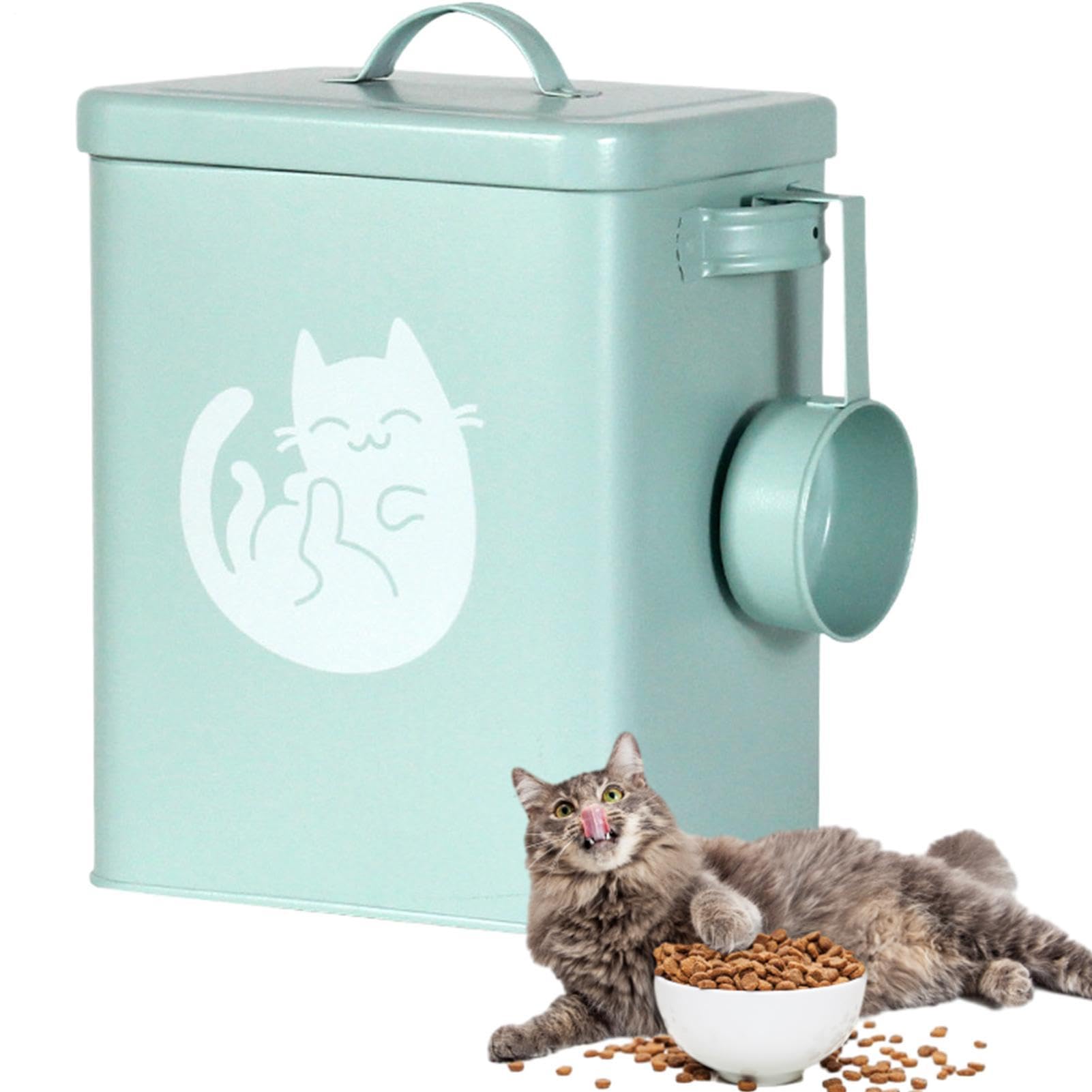Contenitore per alimenti per animali domestici: design con sigillo ermetico, conservazione protettiva contro l'umidità, costruzione corpo in acciaio, strumento pala incluso | dispensa stoccaggio gr