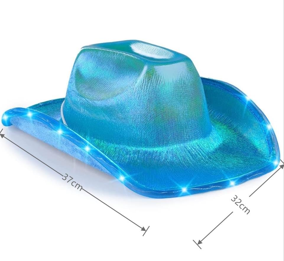 Image of Unisex Cowboy Hat Light Up Flashing LED Brim Fun Light Up Hat For Disco Party Halloween Costume