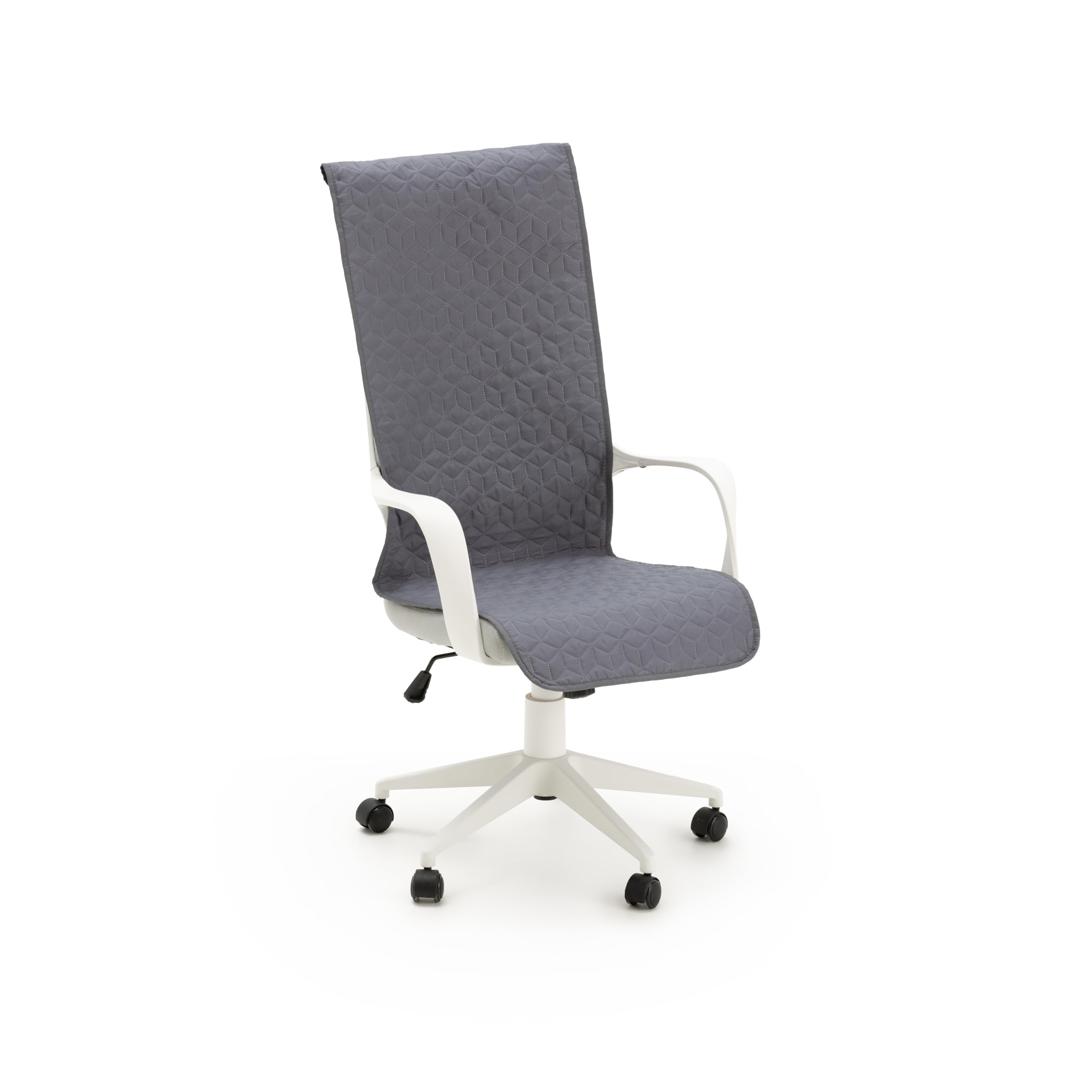 Funda Acolchada para Silla de Oficina, Color Gris, Repelente a Líquidos, Antideslizante y Lavable, Protector Universal para Sillas de Escritorio, Gaming y Estudio, Fabricada en España